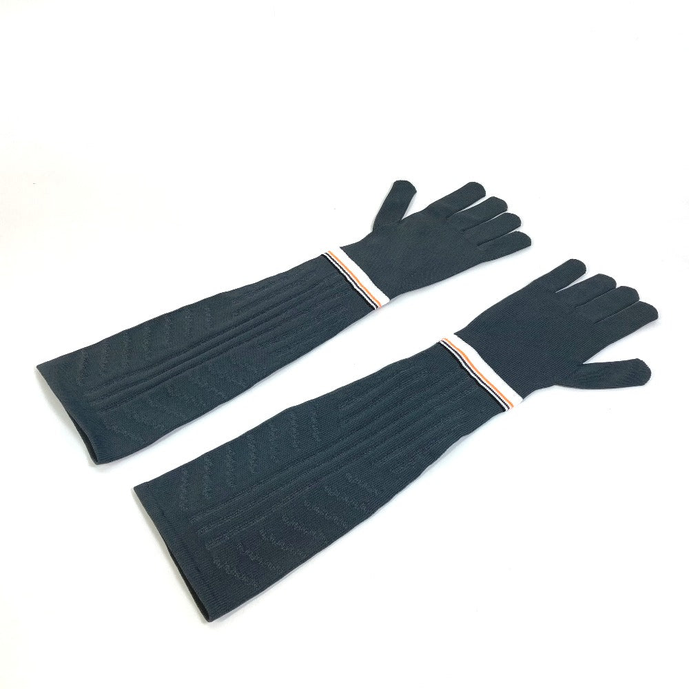 PRADA gloves 27388 polyester gray logo Women L Used Authentic