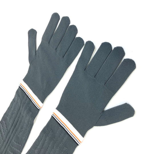 PRADA gloves 27388 polyester gray logo Women L Used Authentic