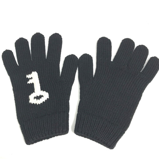 PRADA gloves wool black Glove key key design Women L Used Authentic