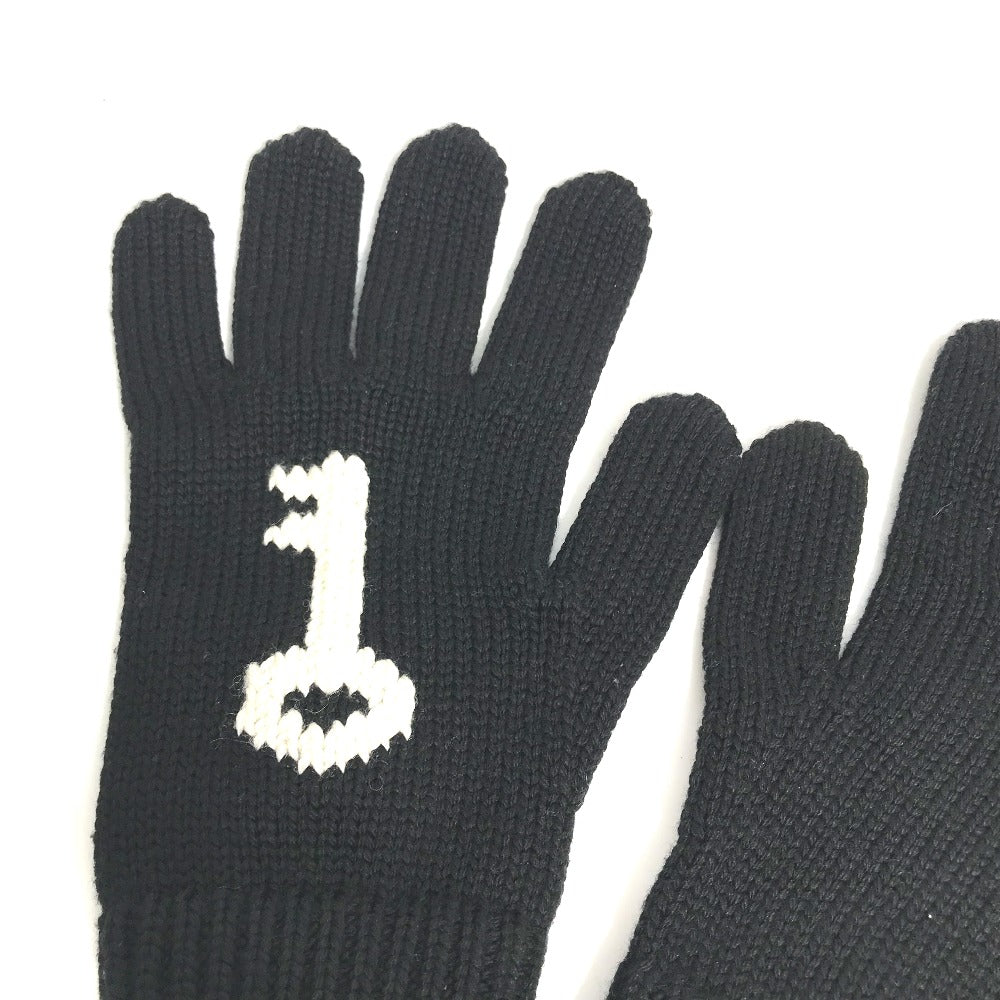 PRADA gloves wool black Glove key key design Women L Used Authentic