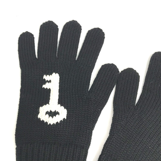 PRADA gloves wool black Glove key key design Women L Used Authentic
