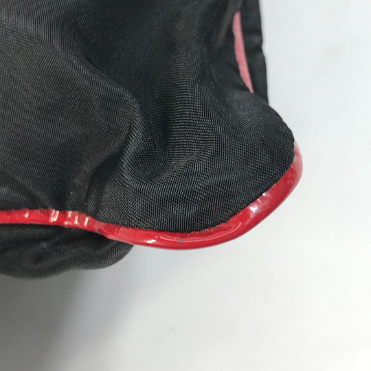 PRADA Handbag Patent leather, nylon, velour black By color logo drawstring bag triangle logo triangular logo plate Women Used Authentic