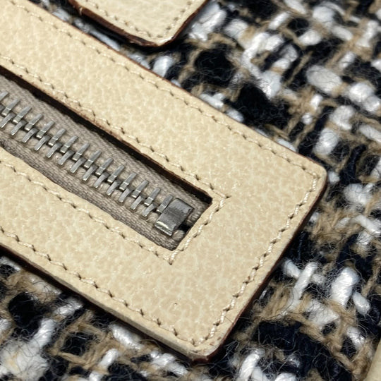 PRADA Handbag B11268 Tweed, Leather beige Triangle logo plate