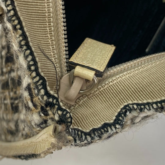 PRADA Handbag B11268 Tweed, Leather beige Triangle logo plate