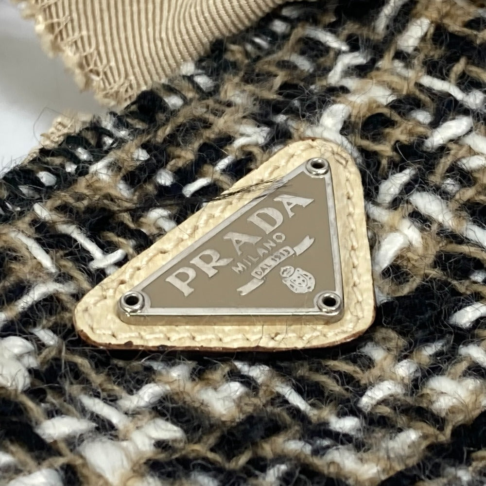 PRADA Handbag B11268 Tweed, Leather beige Triangle logo plate