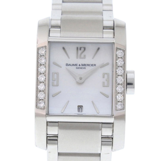 Baume & Mercier Watches Quartz Stainless Steel Silver Diamond Bezel Diamant Women Used Authentic