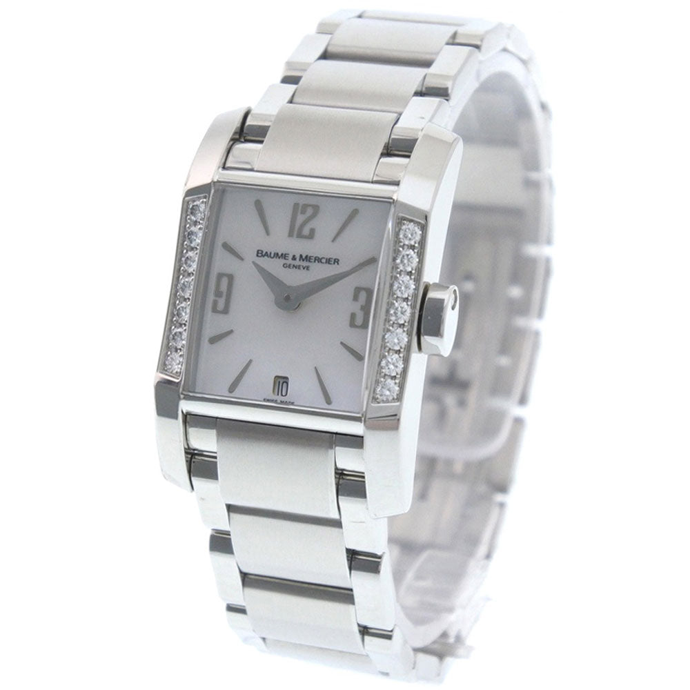 Baume & Mercier Watches Quartz Stainless Steel Silver Diamond Bezel Diamant Women Used Authentic
