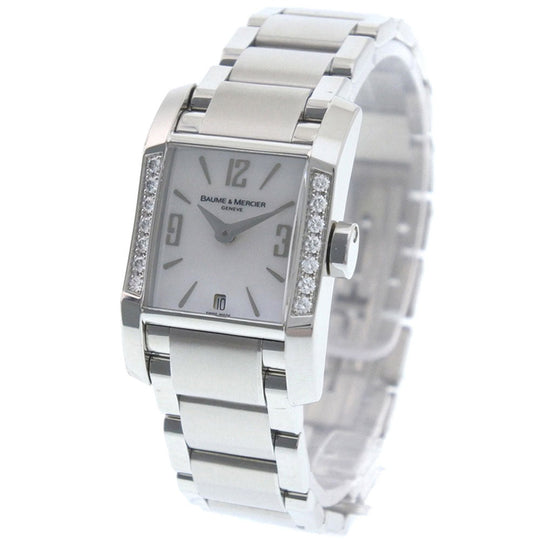 Baume & Mercier Watches Quartz Stainless Steel Silver Diamond Bezel Diamant Women Used Authentic
