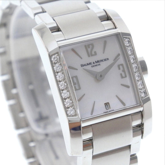 Baume & Mercier Watches Quartz Stainless Steel Silver Diamond Bezel Diamant Women Used Authentic