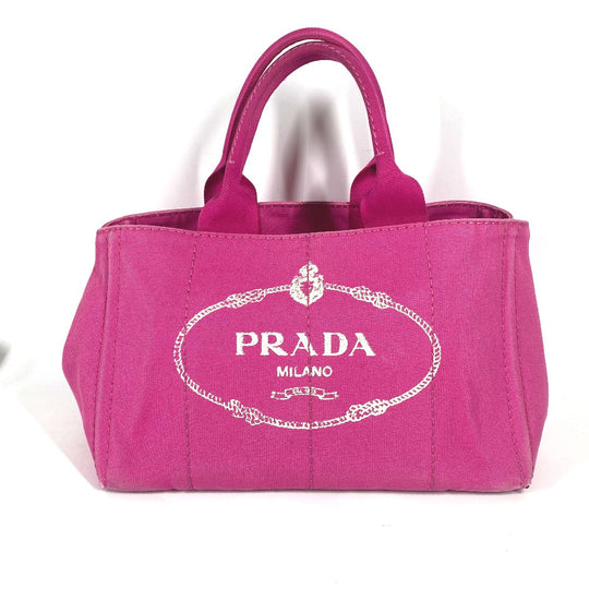 PRADA Tote Bag canvas pink Canapa Women Used Authentic