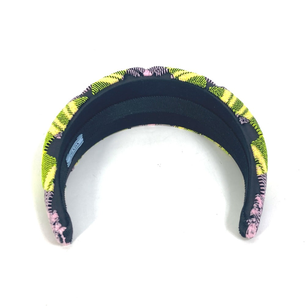 PRADA hair accessory Nylon yellow pile Triangle logo plate Women Used Authentic