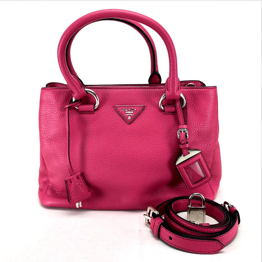 PRADA Handbag BN2853 leather pink Viterodino Women Used Authentic