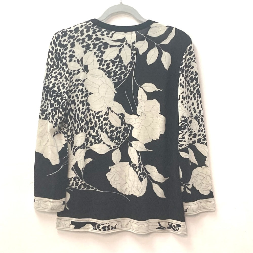 LEONARD knit Wool, Silk black Tops Apparel Flower pattern Women ‚k Used Authentic