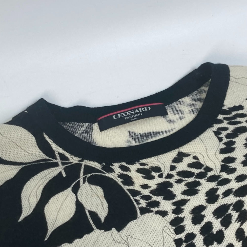 LEONARD knit Wool, Silk black Tops Apparel Flower pattern Women ‚k Used Authentic