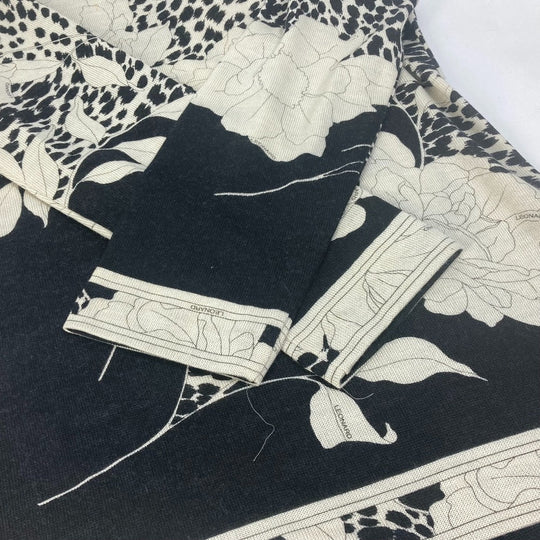 LEONARD knit Wool, Silk black Tops Apparel Flower pattern Women ‚k Used Authentic