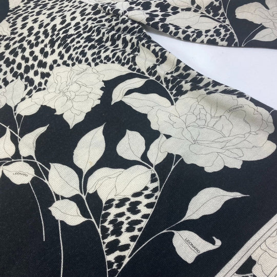 LEONARD knit Wool, Silk black Tops Apparel Flower pattern Women ‚k Used Authentic