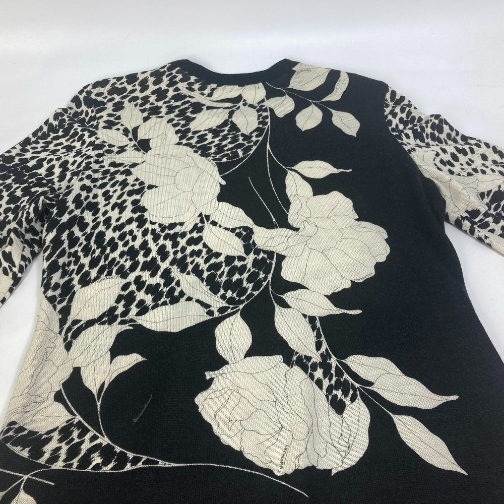 LEONARD knit Wool, Silk black Tops Apparel Flower pattern Women ‚k Used Authentic