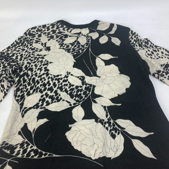 LEONARD knit Wool, Silk black Tops Apparel Flower pattern Women ‚k Used Authentic
