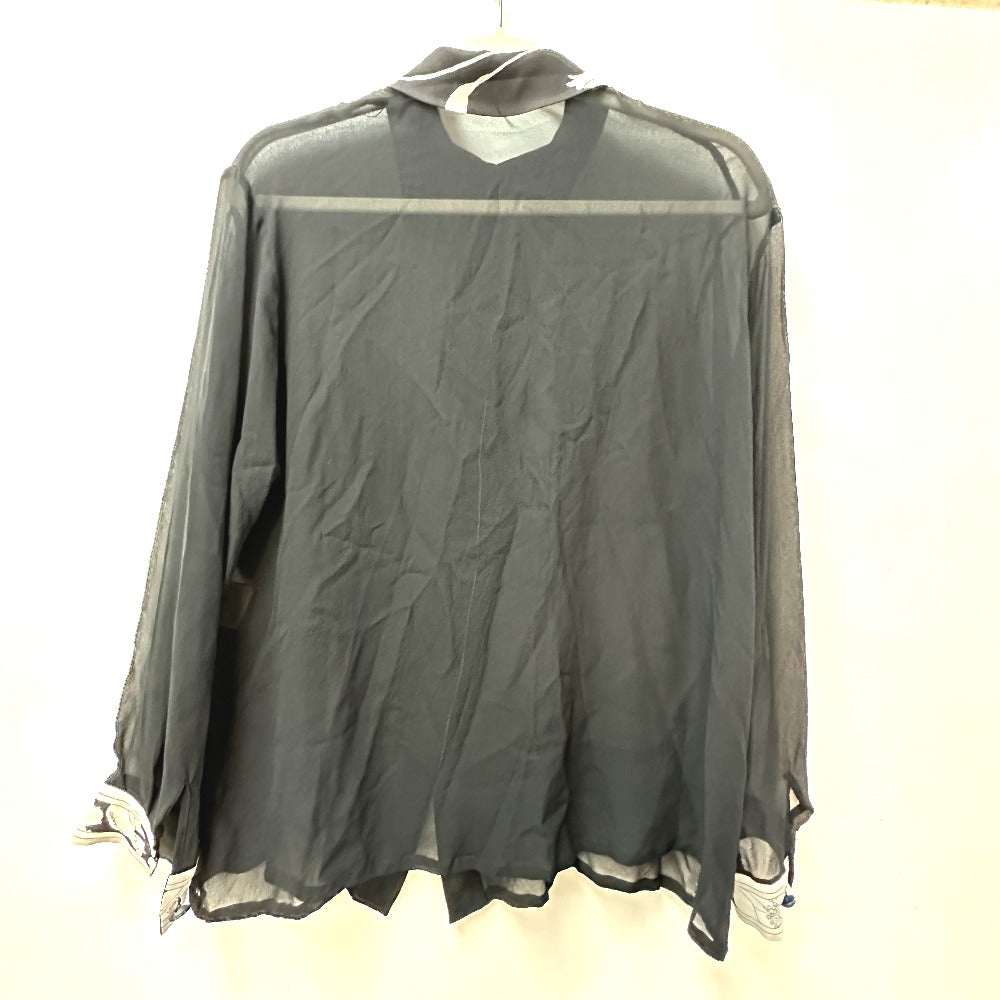 LEONARD Long sleeve shirt silk black tops apparel shirt buttons Flower pattern Women 9‚q Used Authentic
