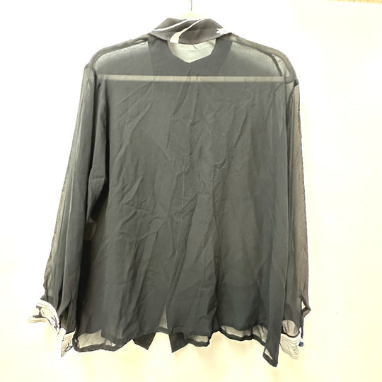 LEONARD Long sleeve shirt silk black tops apparel shirt buttons Flower pattern Women 9‚q Used Authentic