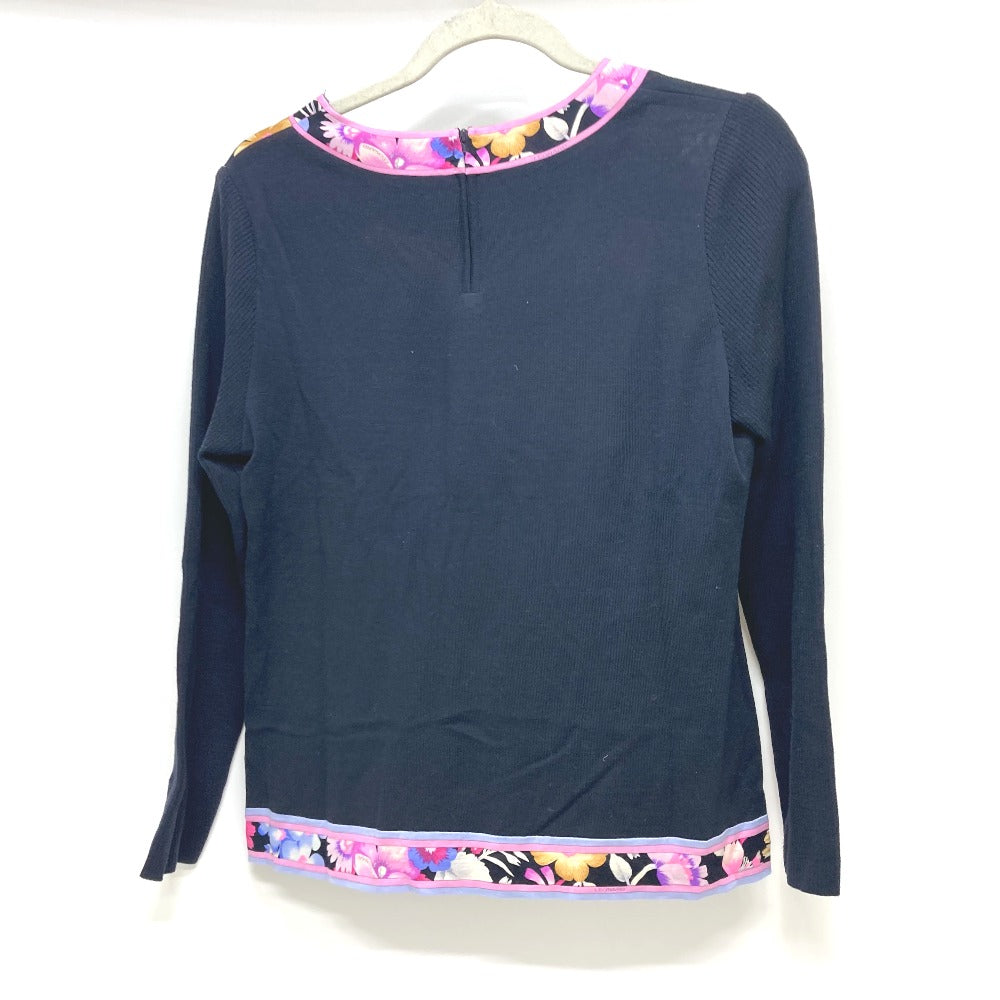 LEONARD Long sleeve shirt knit black Floral Women 42 Used Authentic