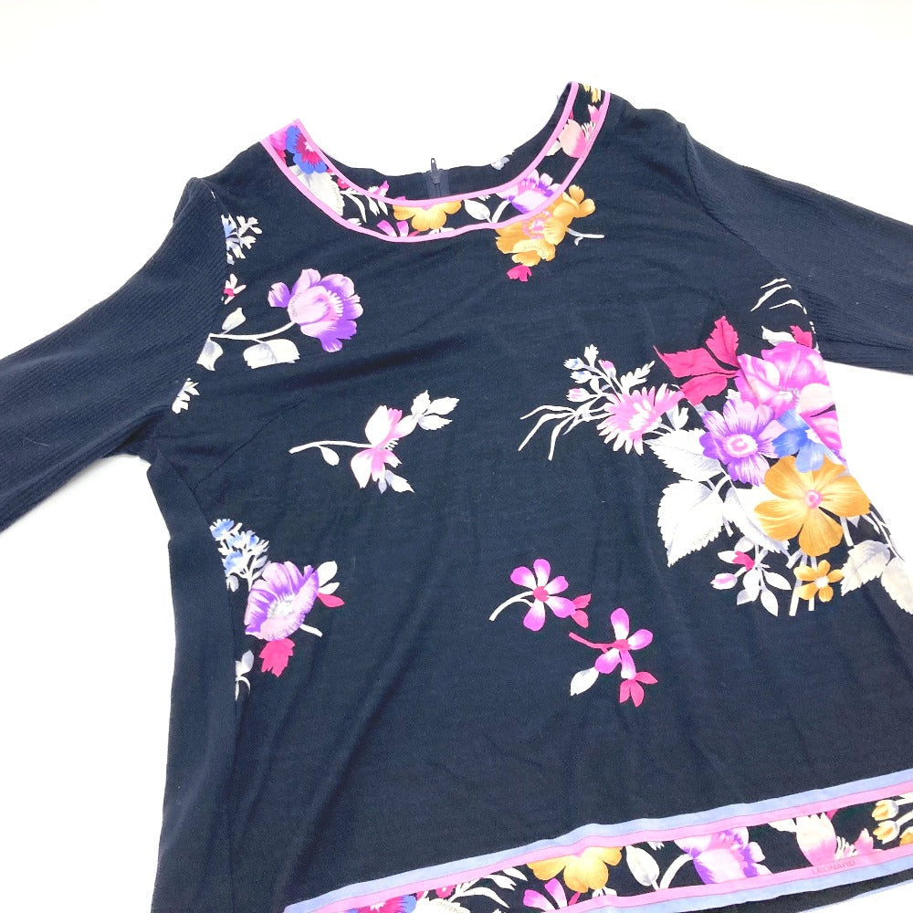 LEONARD Long sleeve shirt knit black Floral Women 42 Used Authentic