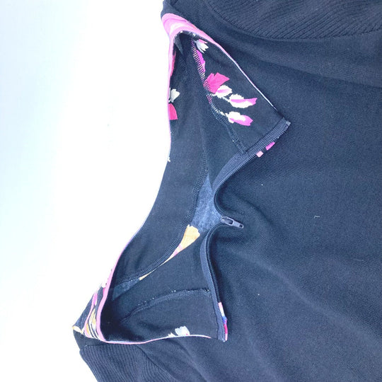 LEONARD Long sleeve shirt knit black Floral Women 42 Used Authentic