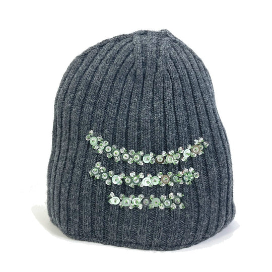 PRADA Knit hat wool gray apparel Sequin Women XS Used Authentic