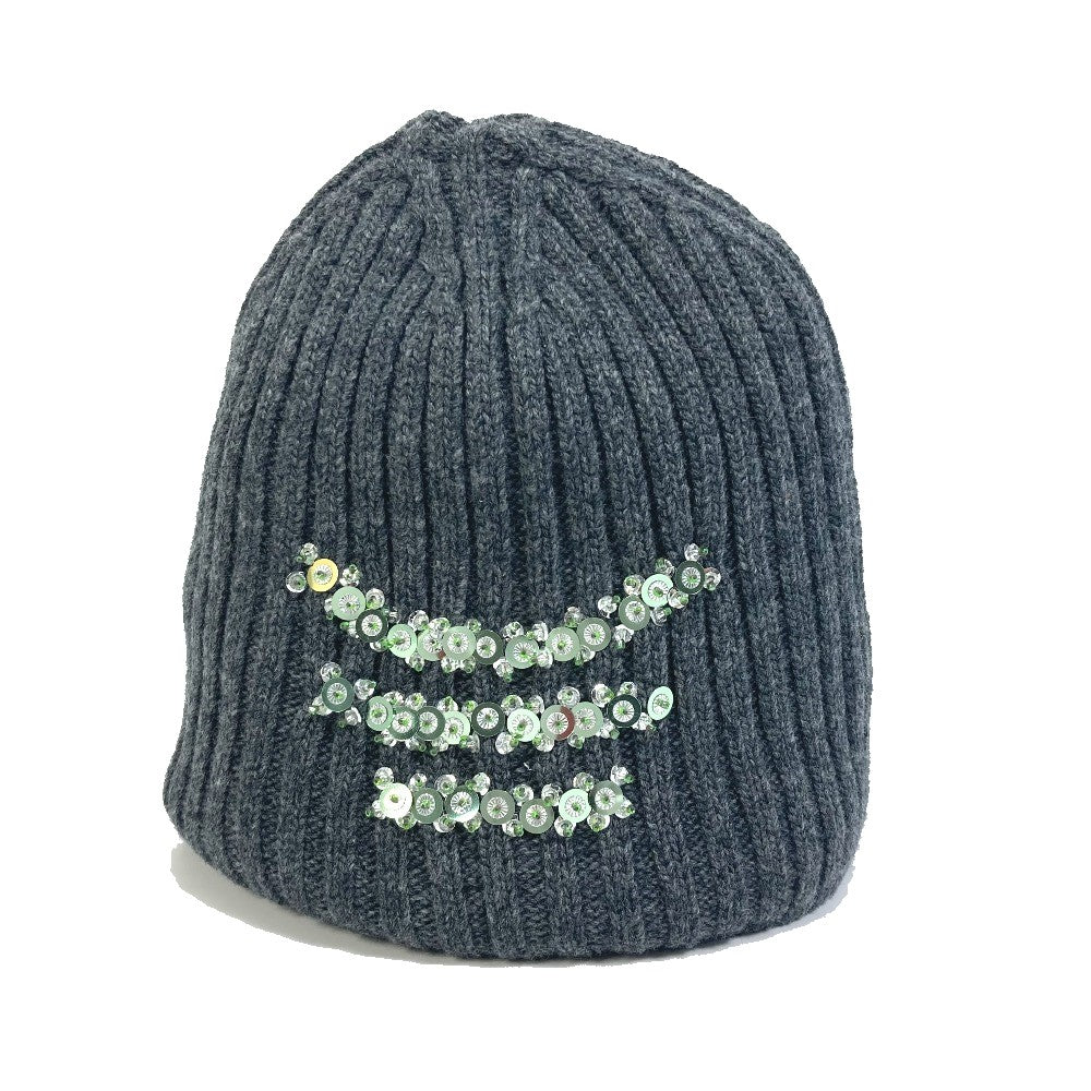 PRADA Knit hat wool gray apparel Sequin Women XS Used Authentic
