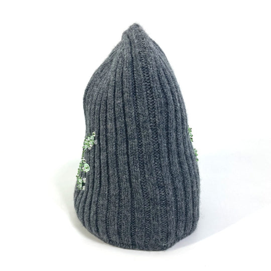 PRADA Knit hat wool gray apparel Sequin Women XS Used Authentic