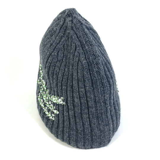 PRADA Knit hat wool gray apparel Sequin Women XS Used Authentic