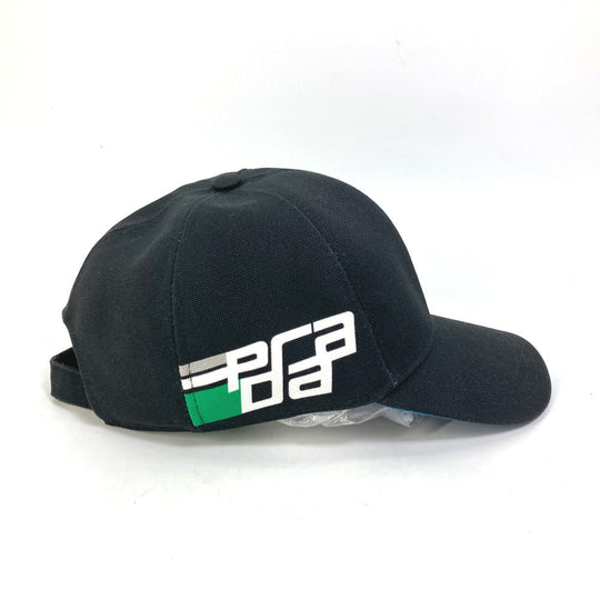 PRADA cap cotton black logo mens M Used Authentic