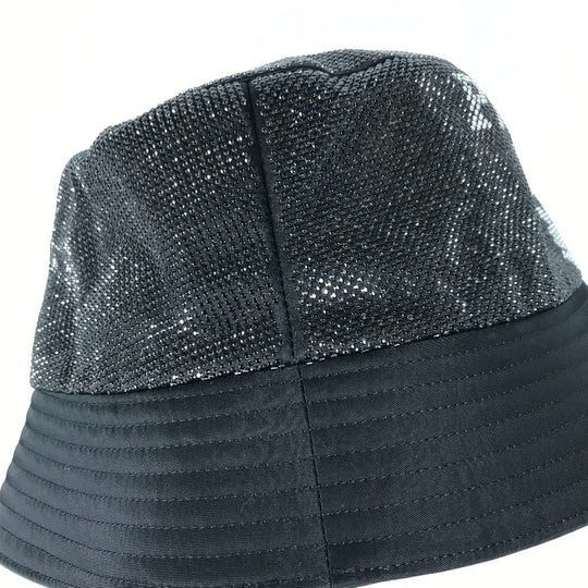 PRADA hat 1HC137 Nylon black logo studs mens L Used Authentic