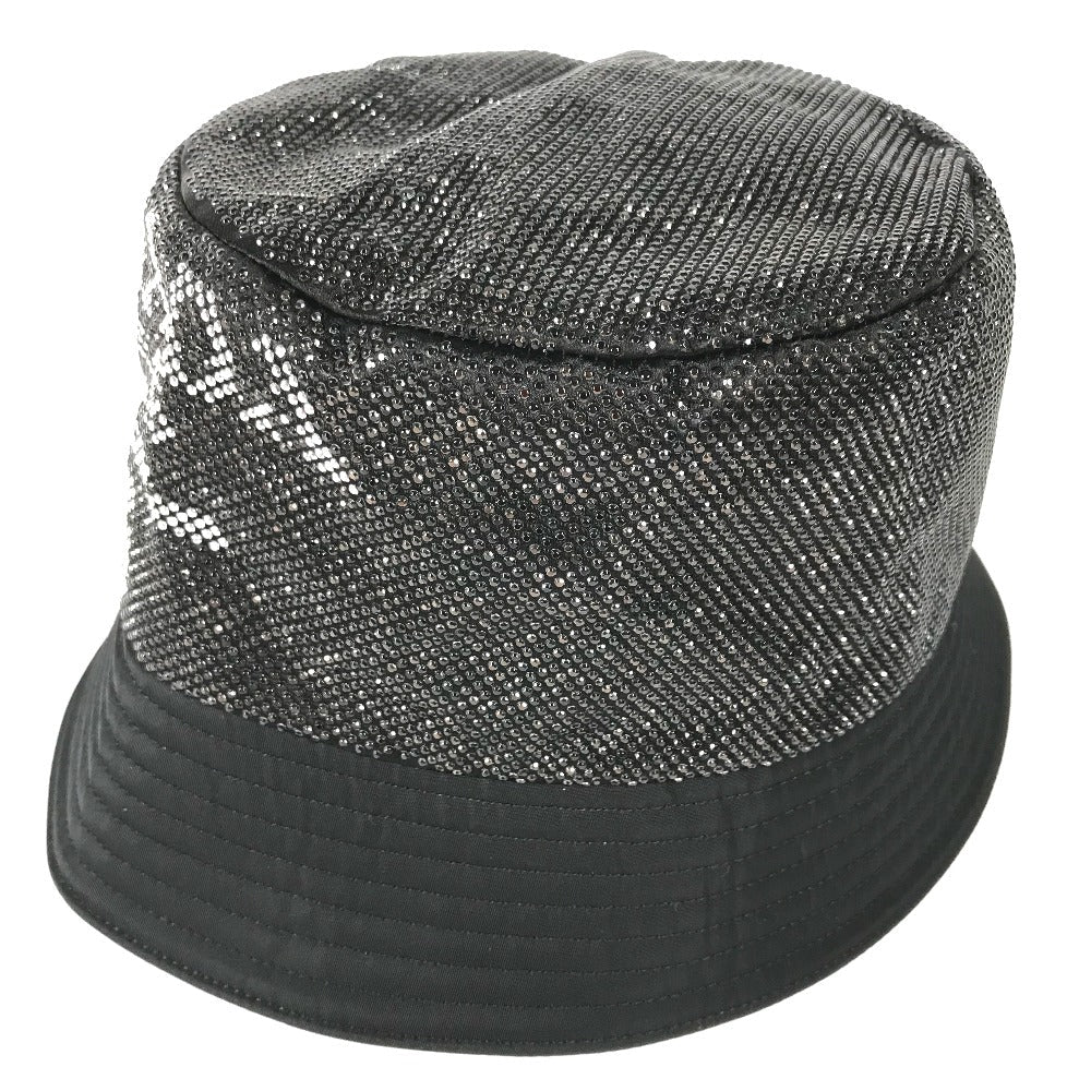 PRADA hat 1HC137 Nylon black logo studs mens L Used Authentic