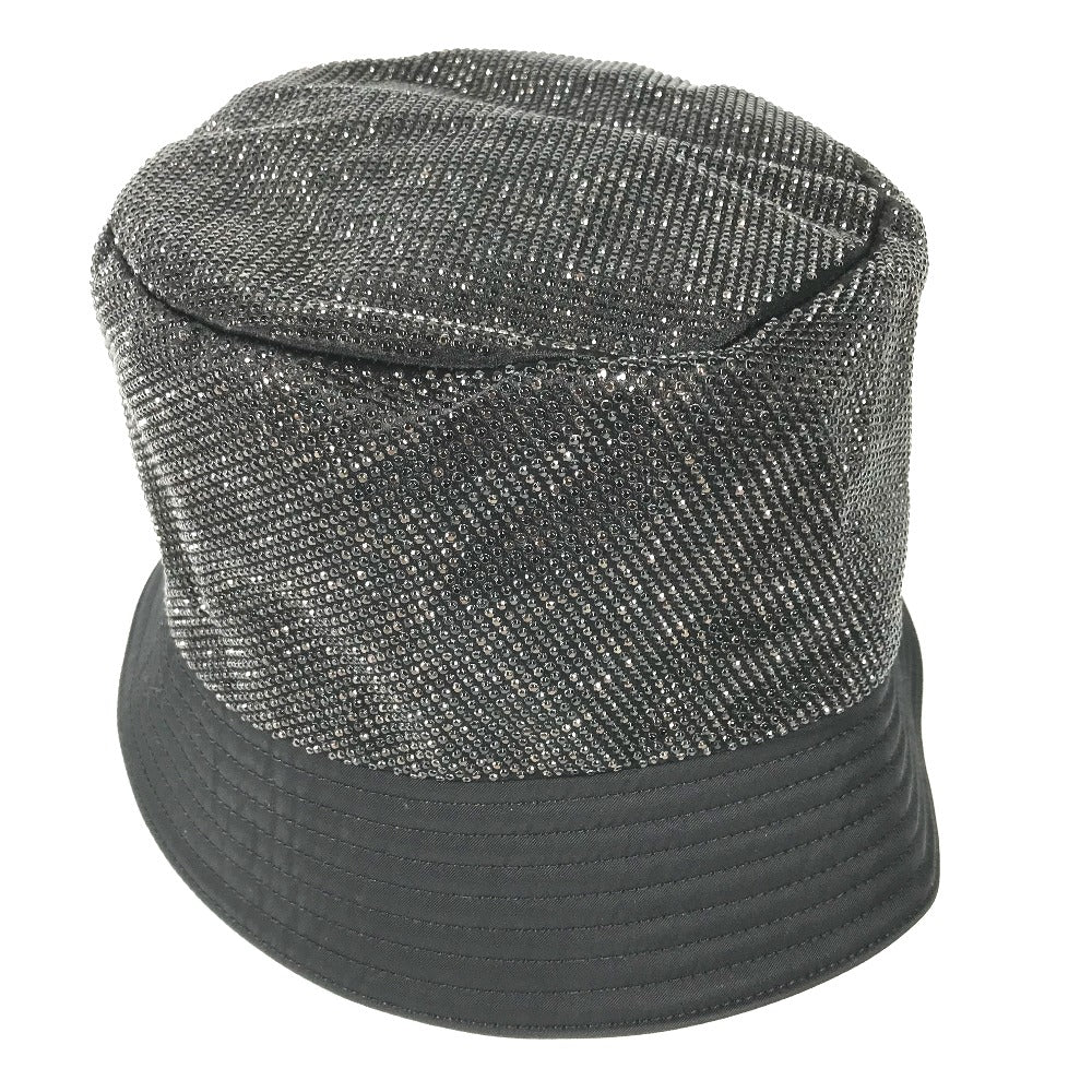 PRADA hat 1HC137 Nylon black logo studs mens L Used Authentic
