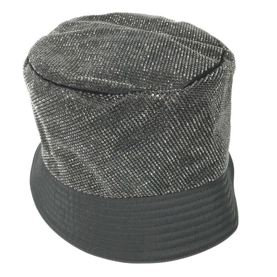 PRADA hat 1HC137 Nylon black logo studs mens L Used Authentic