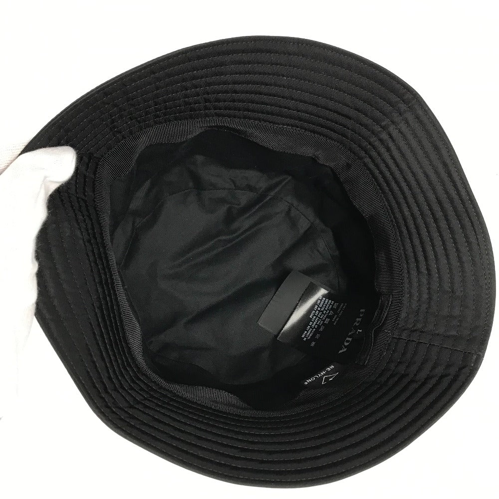 PRADA hat 1HC137 Nylon black logo studs mens L Used Authentic