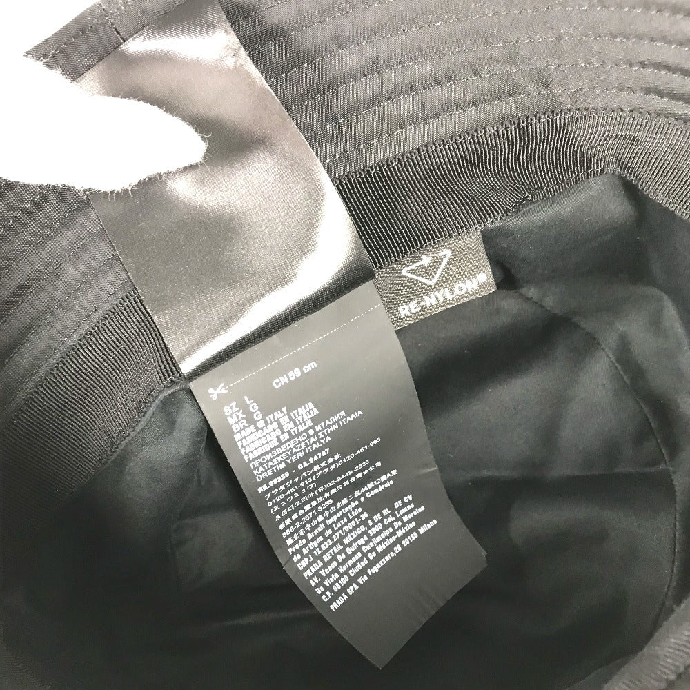 PRADA hat 1HC137 Nylon black logo studs mens L Used Authentic