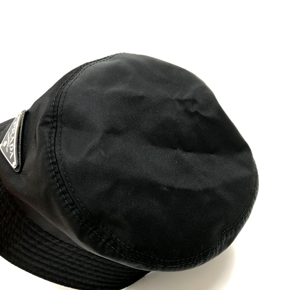 PRADA hat 1HC137 Nylon black Triangle logo Women Used Authentic