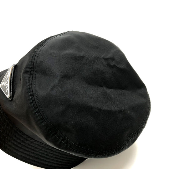 PRADA hat 1HC137 Nylon black Triangle logo Women Used Authentic