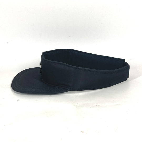 PRADA Sun visor Nylon black Triangle logo plate Women M Used Authentic