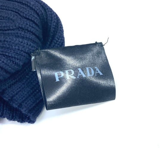 PRADA Scarf wool Navy neck warmer unisex(Unisex) Used Authentic