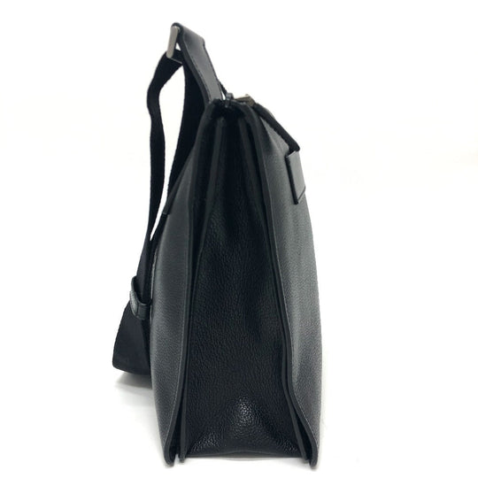 PRADA Shoulder Bag 2VH013 leather black Triangular plate mens Used Authentic