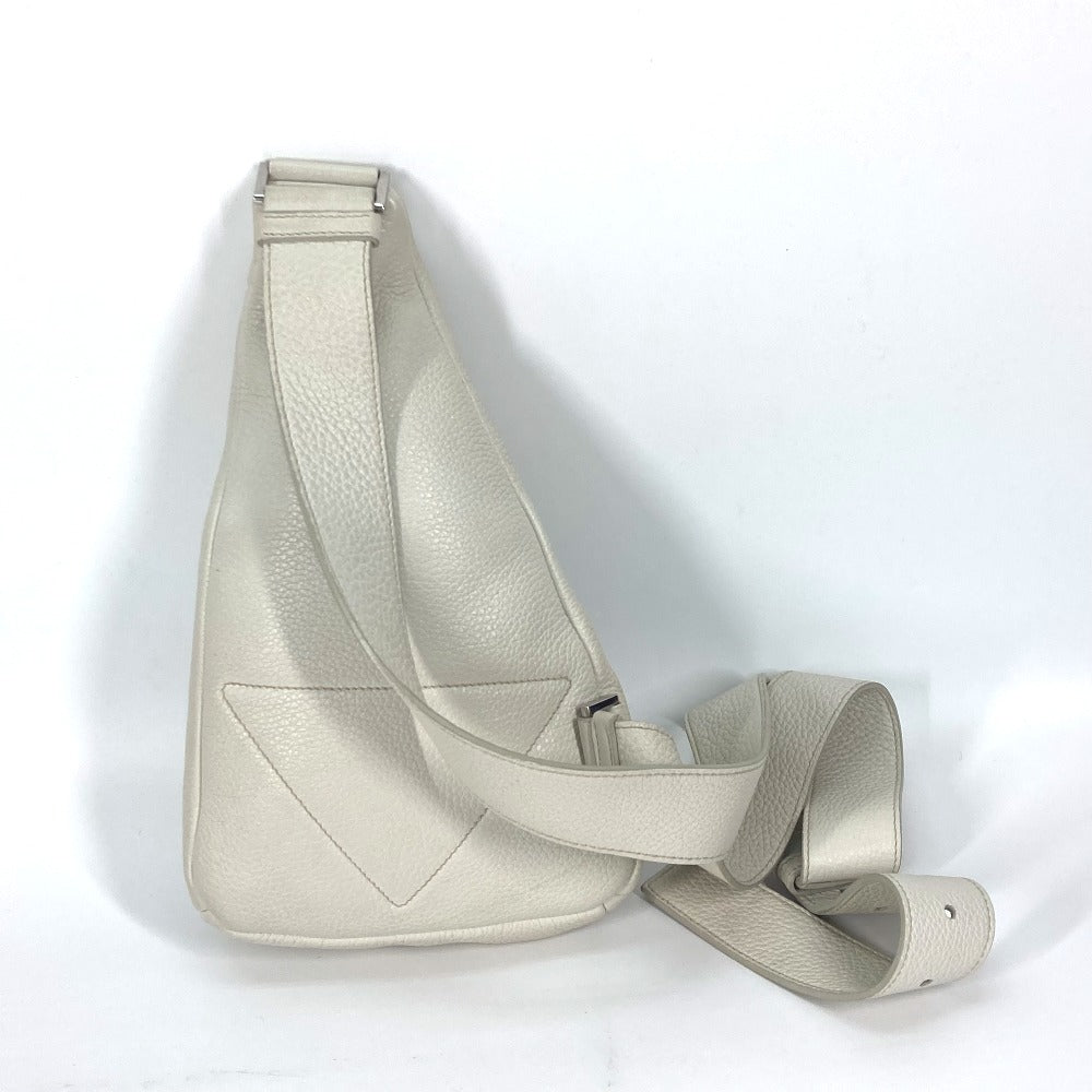 PRADA Sling bag 2VZ098 leather white Triangle logo Cross Vitello Dino Leather Bag mens Used Authentic