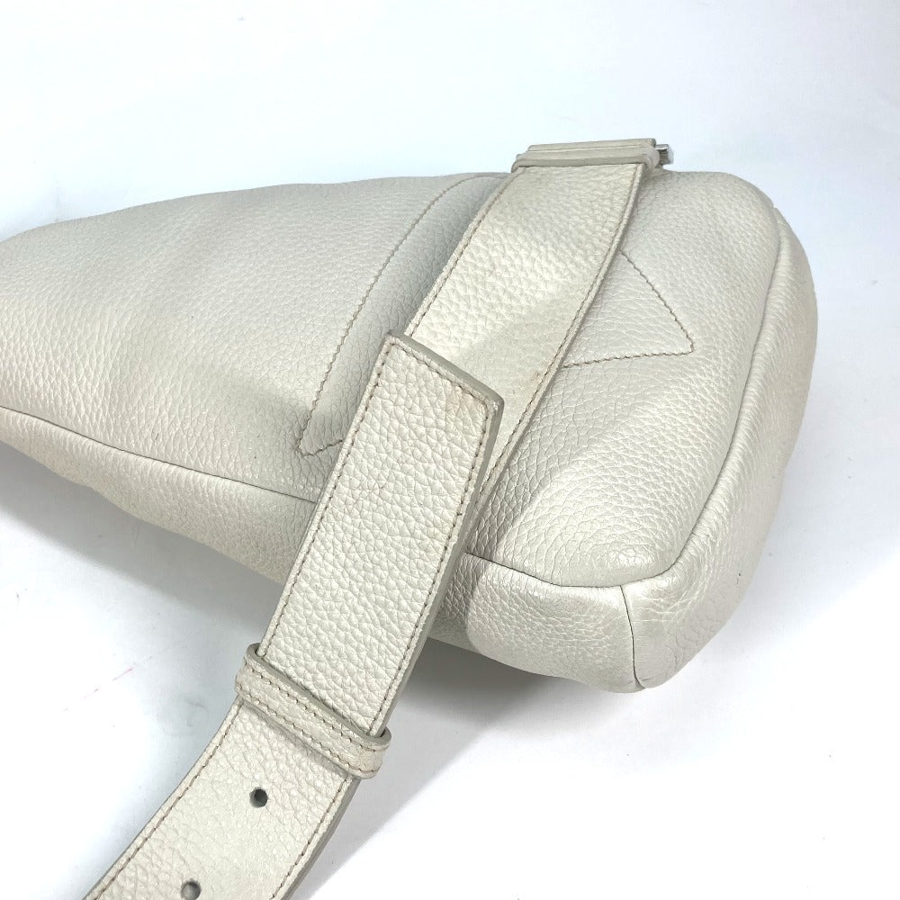 PRADA Sling bag 2VZ098 leather white Triangle logo Cross Vitello Dino Leather Bag mens Used Authentic