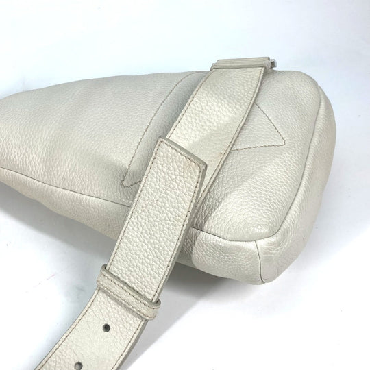 PRADA Sling bag 2VZ098 leather white Triangle logo Cross Vitello Dino Leather Bag mens Used Authentic