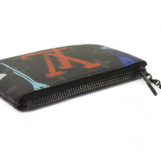 Louis Vuitton Monogram Eclipse Multicolor Coin Purse Unisex Black Blue Red