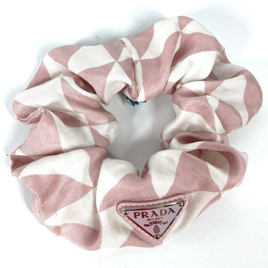 PRADA hair accessory 1IF015 Nylon pink Triangle logo plate logo Women Used Authentic