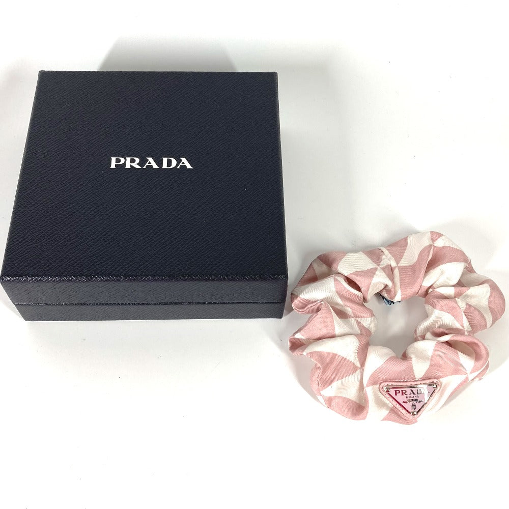 PRADA hair accessory 1IF015 Nylon pink Triangle logo plate logo Women Used Authentic