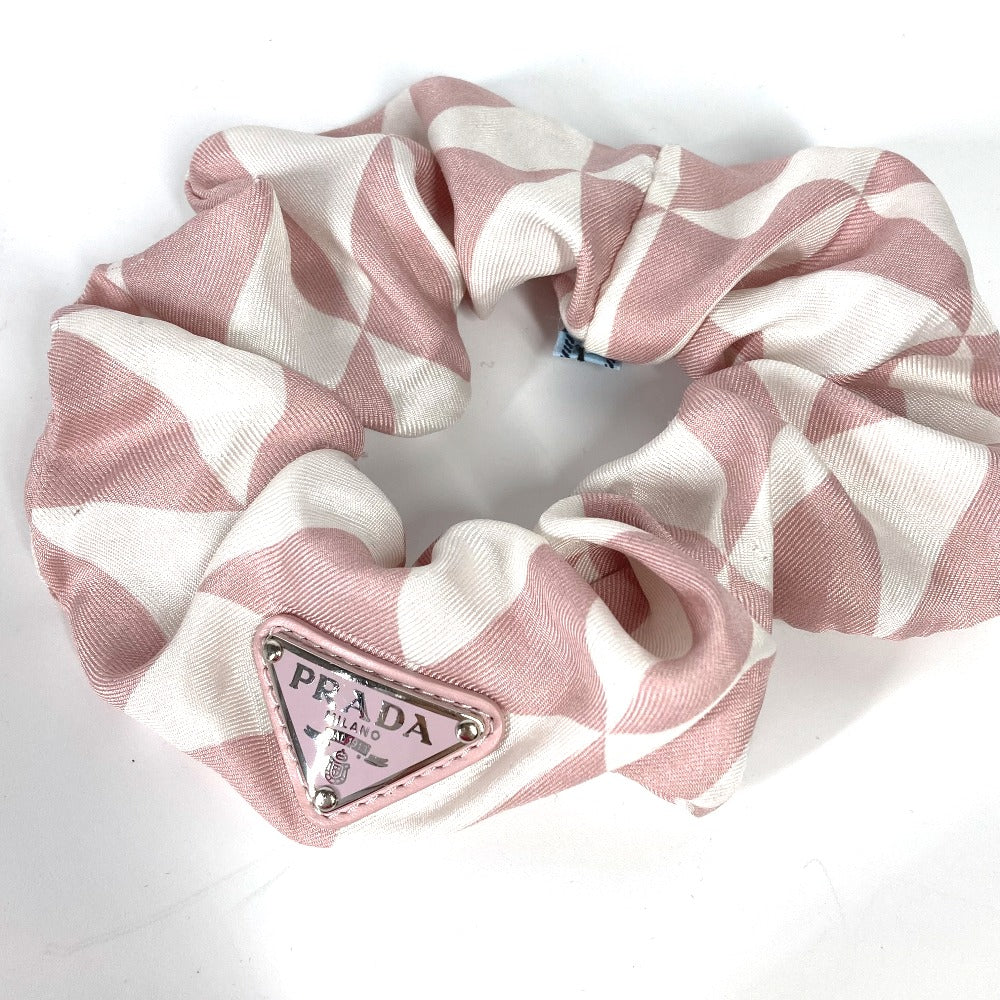 PRADA hair accessory 1IF015 Nylon pink Triangle logo plate logo Women Used Authentic